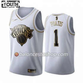Camiseta Niños NBA New York Knicks Bobby Portis 1 2019-20 Nike Blanco Golden Edition Swingman